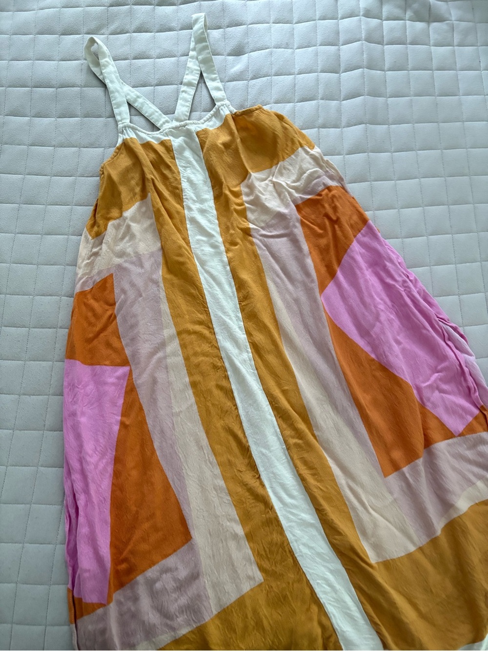 O'Neill Women’s Striped Colorblock Sundress/Cover-up in Cream, Mustard & Pink - Picture 2 of 5